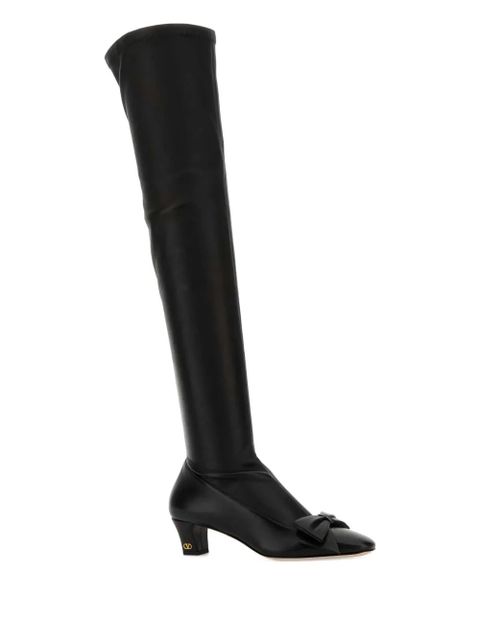 Valentino Garavani 50mm bow-detail leather boots - Black - zdjęcie produktu nr 2