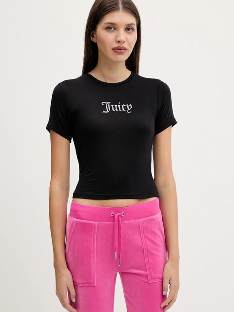 Juicy Couture t-shirt SHEER FITTED TEE damski kolor czarny JCWCT225301 - zdjęcie produktu nr 1