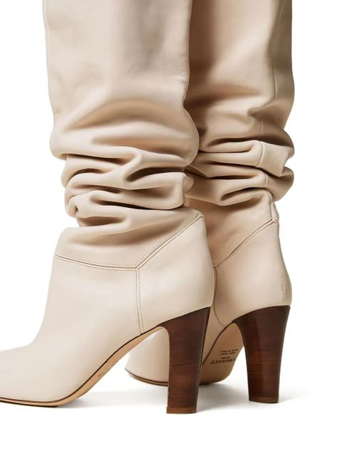 TWINSET 90mm nappa leather thigh-high boots - White