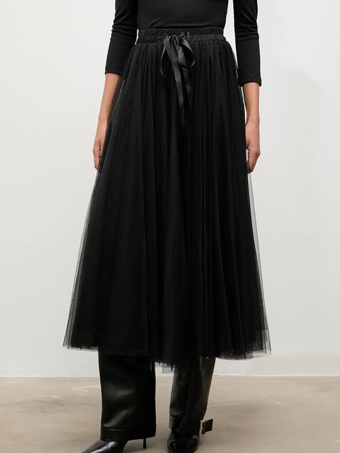 Answear.LAB spódnica kolor czarny maxi rozkloszowana