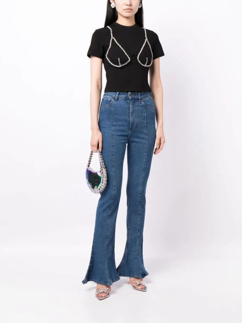 AREA crystal-embellished cup-chain T-shirt - Black