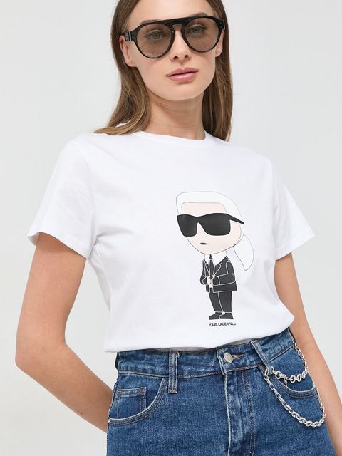 Karl Lagerfeld t-shirt bawełniany kolor biały - zdjęcie produktu nr 1