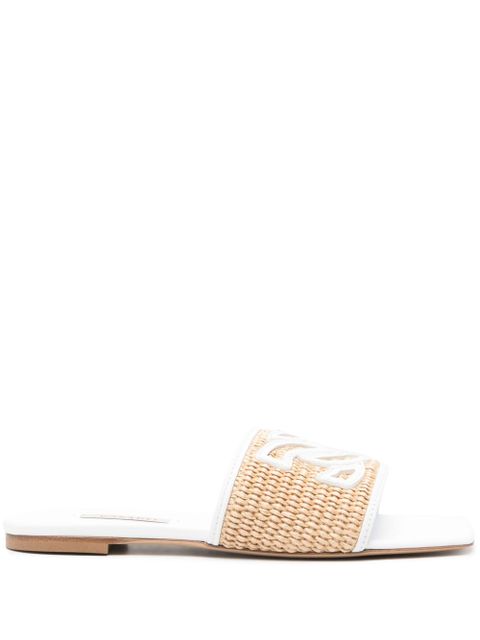 Casadei Portofino woven-raffia slides - White - zdjęcie produktu nr 1