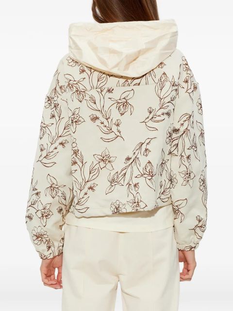 Moncler Nepeta floral-print hooded jacket - Neutrals