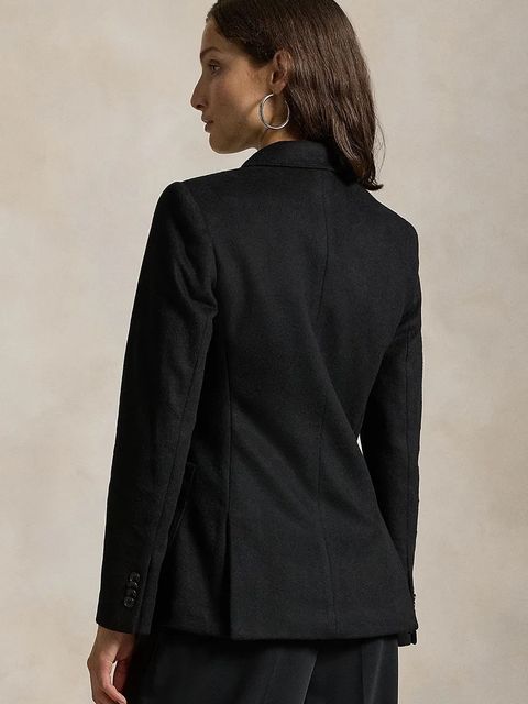 Polo Ralph Lauren marynarka z domieszką wełny kolor czarny dwurzędowa gładka 211947956