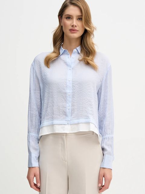 Sisley koszula damska kolor niebieski relaxed z kołnierzykiem klasycznym 5LVZLQ09J - zdjęcie produktu nr 1