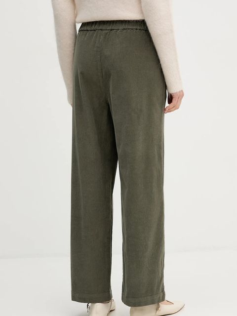 United Colors of Benetton spodnie bawełniane damskie kolor zielony szerokie high waist 494BDF0A7