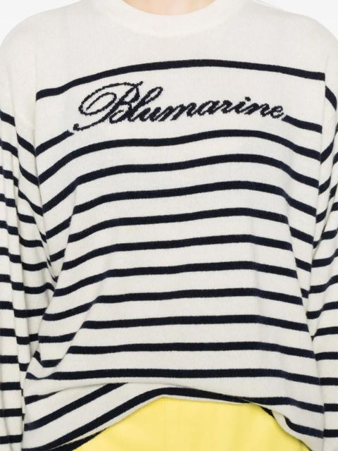 Blumarine logo-intarsia sweater - Neutrals