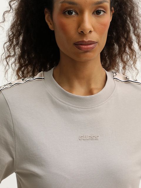 Guess t-shirt bawełniany BRITNEY damski kolor beżowy V3RI08 I3Z14