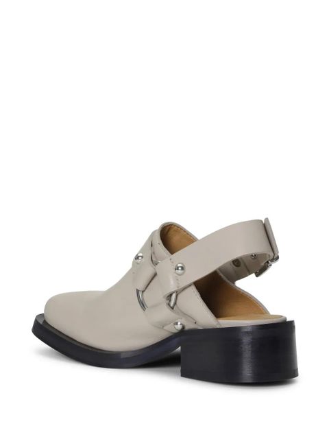 GANNI stud-embellished slingback mules - Neutrals