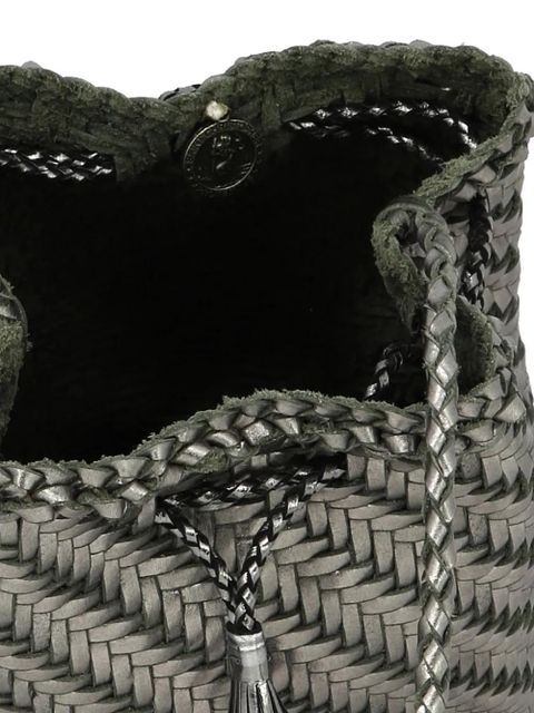 DRAGON DIFFUSION PomPom Double Jump woven-leather bucket bag - Silver