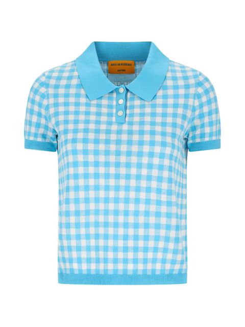 Guest In Residence gingham polo shirt - Blue - zdjęcie produktu nr 1