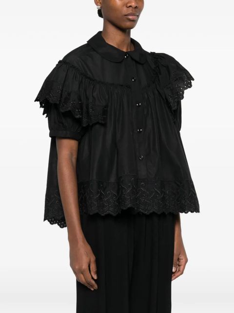 Simone Rocha broderie-anglaise sleeveless shirt - Black - zdjęcie produktu nr 2
