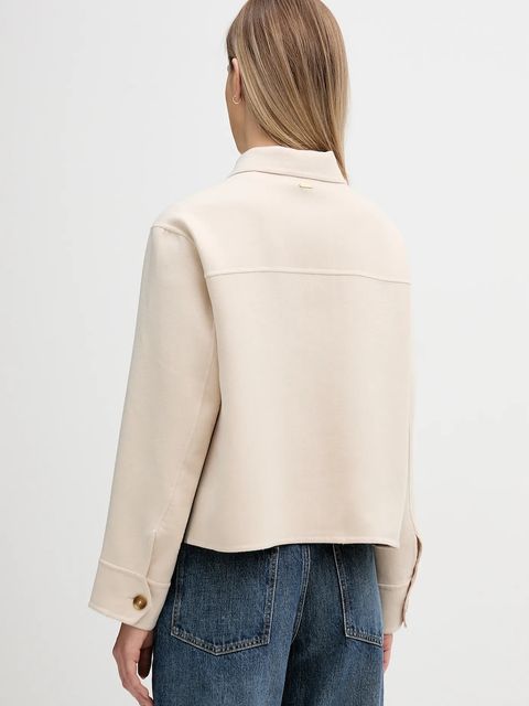 Barbour koszula z dodatkiem wełny Ashdon damska kolor beżowy regular z kołnierzykiem klasycznym LOS0082 - zdjęcie produktu nr 2