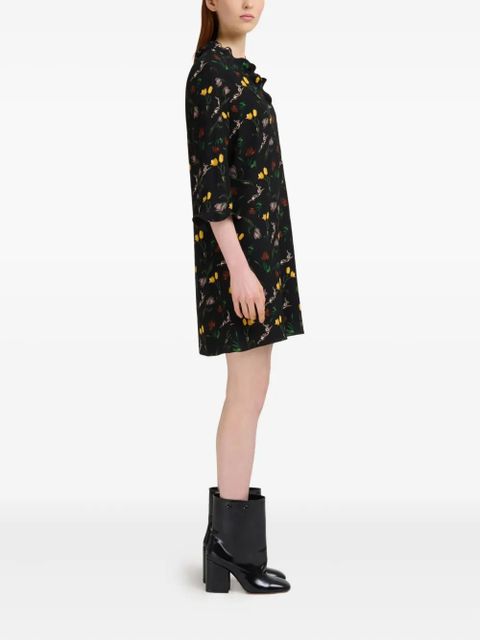 Marni floral-print ruffled mini dress - Black - zdjęcie produktu nr 2