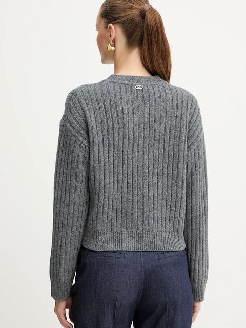 Liu Jo kardigan z dodatkiem wełny damski kolor szary ciepły MF5423 MS040