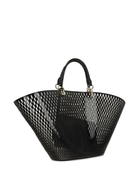TOM FORD cut-out patent-leather tote bag - Black