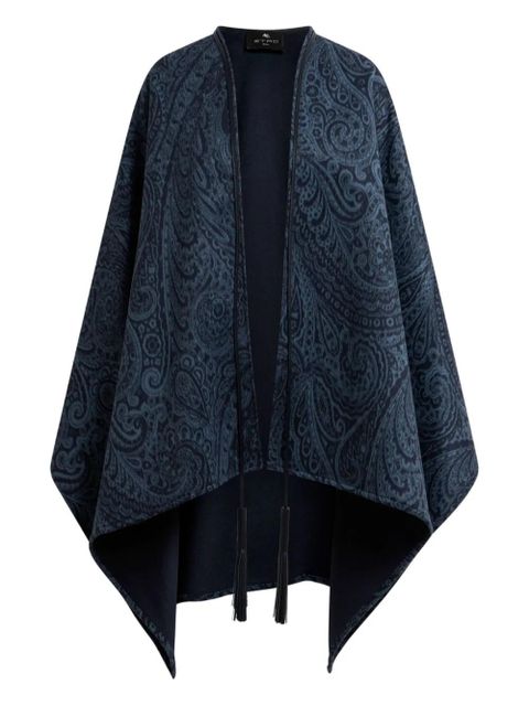 ETRO tassel-detail jacquard cape - Blue - zdjęcie produktu nr 1