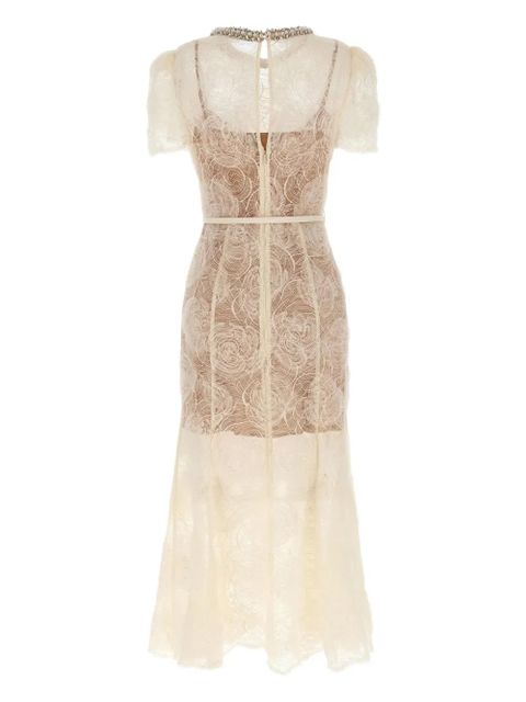 Self-Portrait floral-lace midi dress - White - zdjęcie produktu nr 2