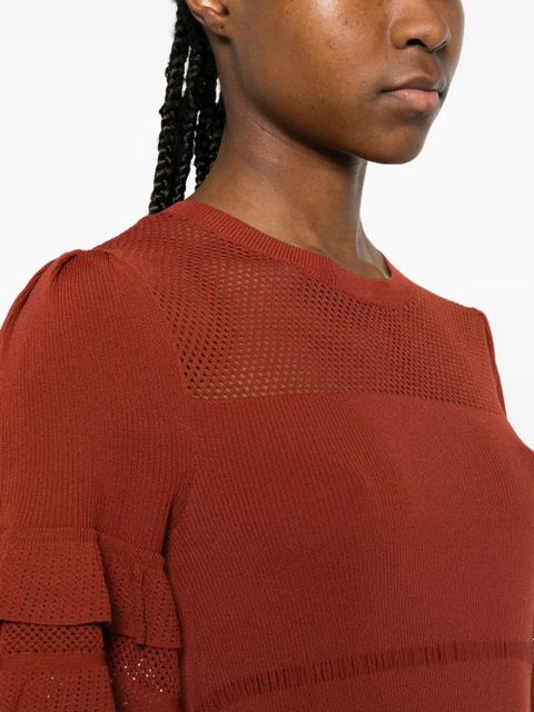 TWINSET ruffled knitted top - Brown