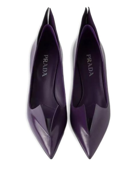 Prada 55mm pointed-toe leather pumps - Purple
