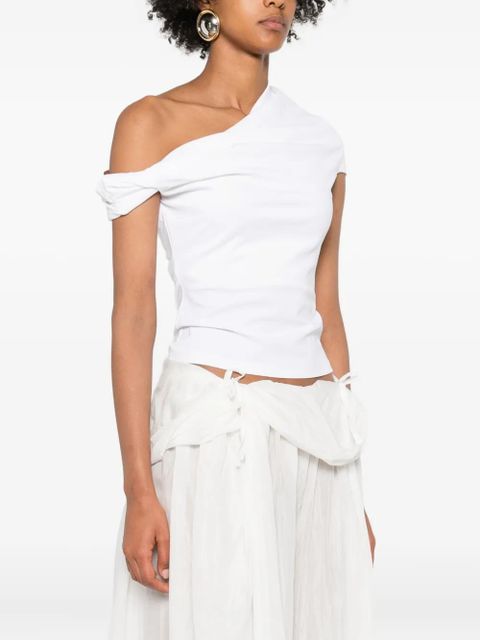 Paris Georgia Ida one-shoulder draped top - White