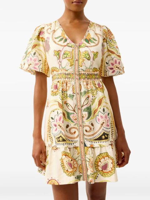 Marie Oliver Gwyneth V-neck floral print dress - Neutrals