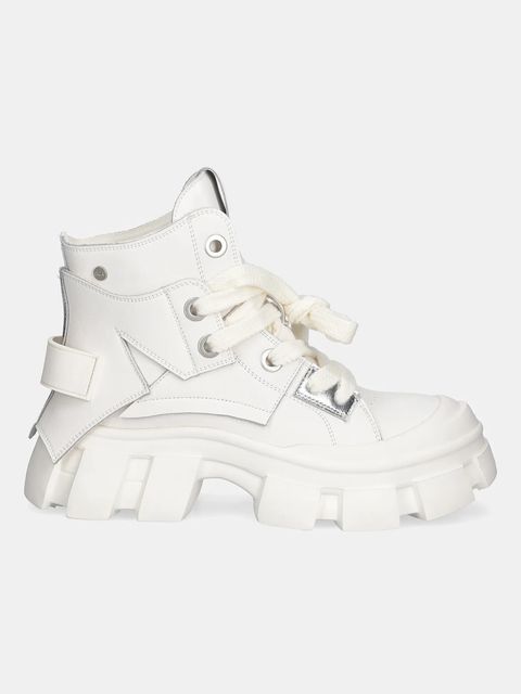 GOE workery skórzane damskie kolor beżowy na platformie SS2N4055 WHITE - zdjęcie produktu nr 2