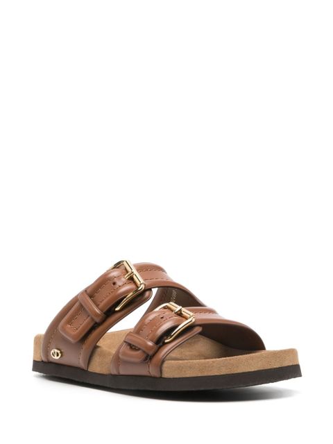 Valentino Garavani VLogo-logo leather sandals - Brown