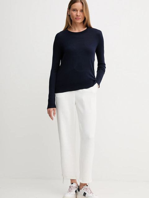 United Colors of Benetton sweter z dodatkiem jedwabiu kolor granatowy lekki 1ZRED10CP - zdjęcie produktu nr 2