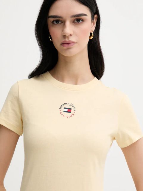 Tommy Jeans t-shirt damski kolor żółty DW0DW20316