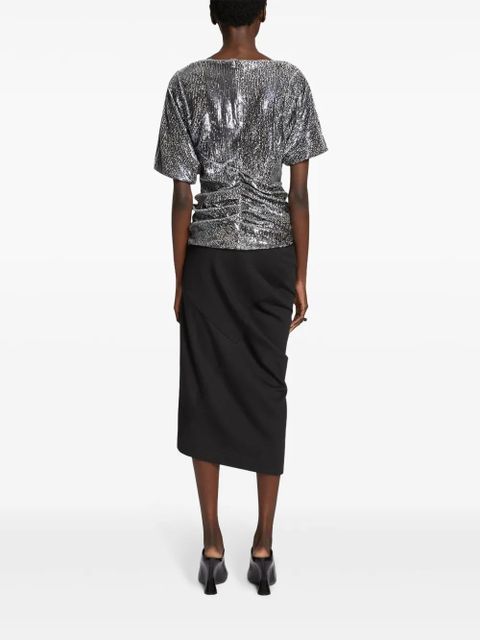 DRIES VAN NOTEN draped cotton midi skirt - Black - zdjęcie produktu nr 2