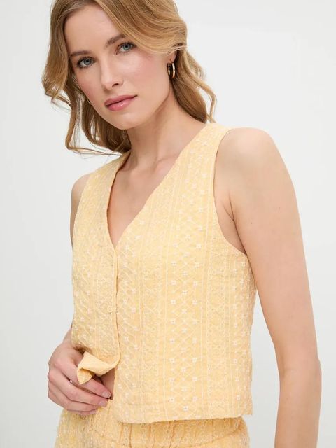 Answear.LAB kamizelka i szorty damski kolor żółty