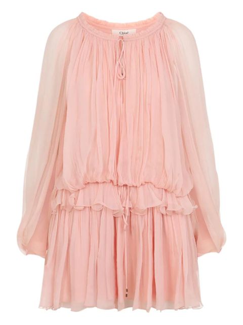 Chloé ruffled silk dress - Pink - zdjęcie produktu nr 1