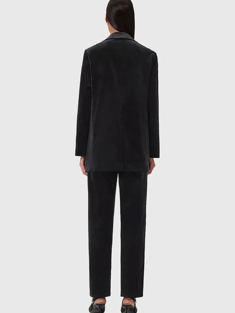 AllSaints spodnie welurowe damskie kolor czarny dopasowane high waist W065QD