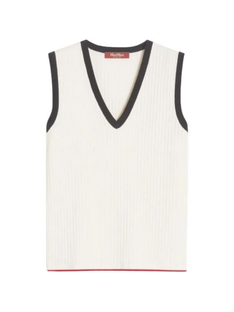 Max Mara Umile V-neck sleeveless top - Neutrals - zdjęcie produktu nr 1