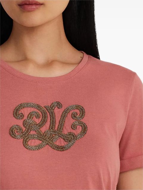 Lauren Ralph Lauren logo-beaded T-shirt - Pink