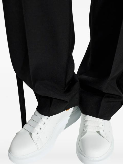 Alexander McQueen Oversized crystal-embellished leather sneakers - White