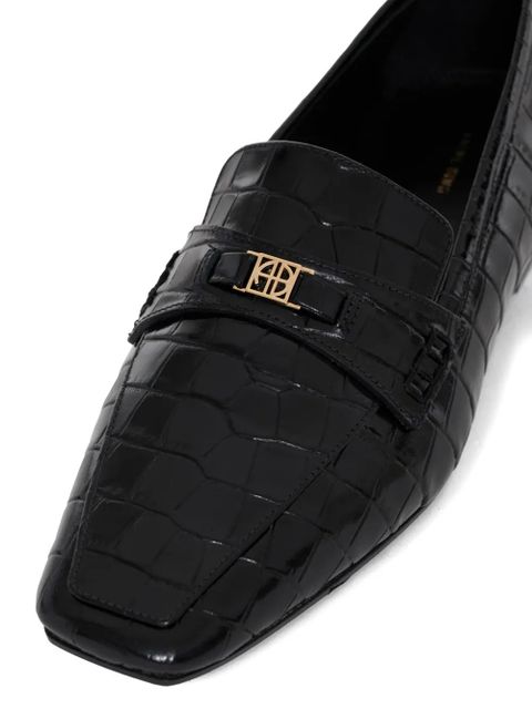ANINE BING Freya crocodile-embossed loafers - Black