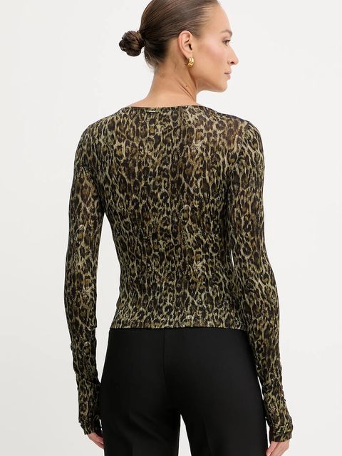 Just Cavalli bluzka damska kolor brązowy wzorzysta 79PAH618 JS496