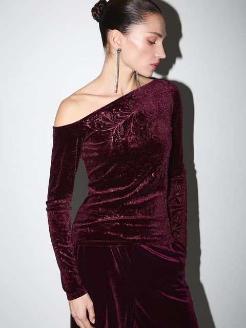 Medicine longsleeve kolor bordowy cold shoulder - zdjęcie produktu nr 1