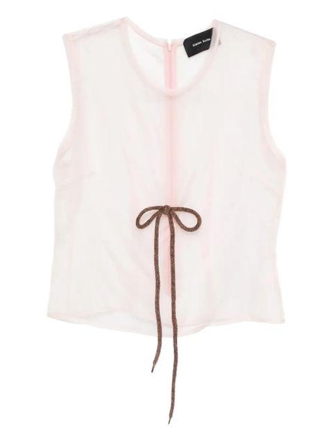 Simone Rocha sheer frayed contour top - Neutrals - zdjęcie produktu nr 1