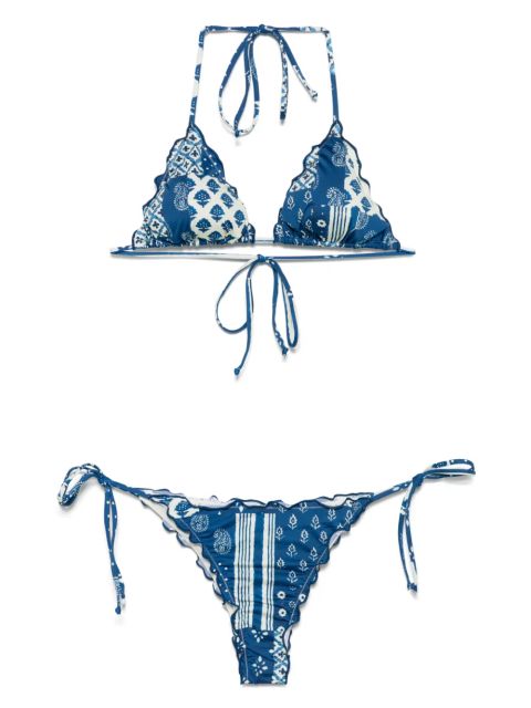 MC2 Saint Barth patchwork-print bikini set - Blue