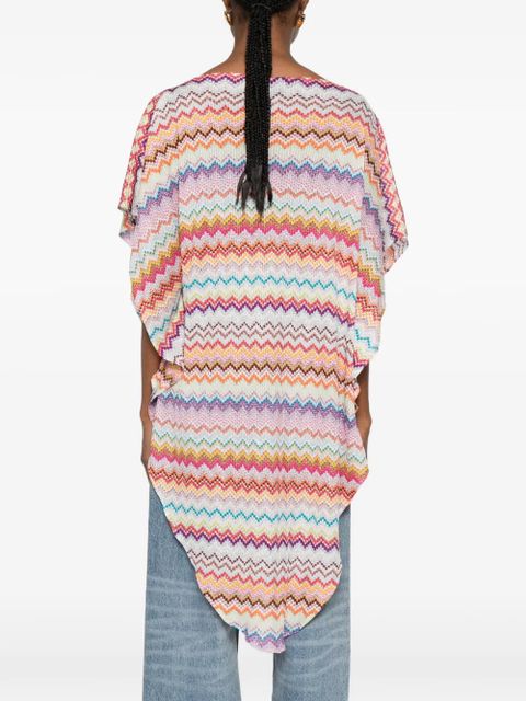 Missoni zigzag-knit boat-neck poncho - Pink