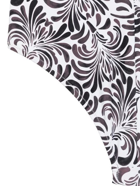 TWINSET botanical-print halterneck swimsuit - White