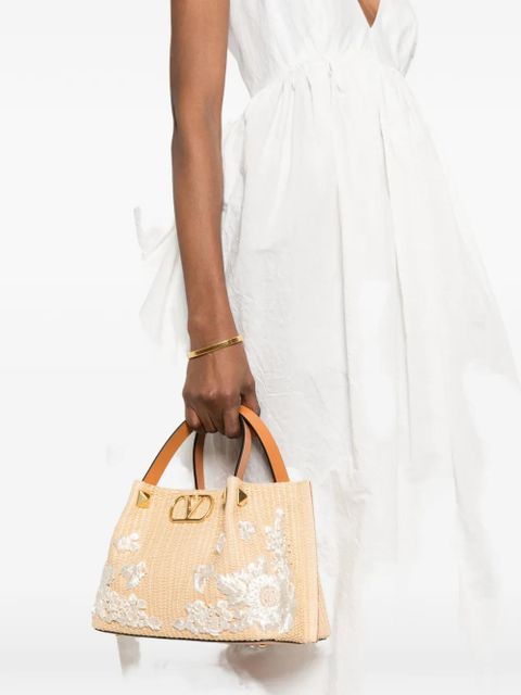 Valentino Garavani floral-appliqué stud-detail tote bag - Neutrals - zdjęcie produktu nr 2