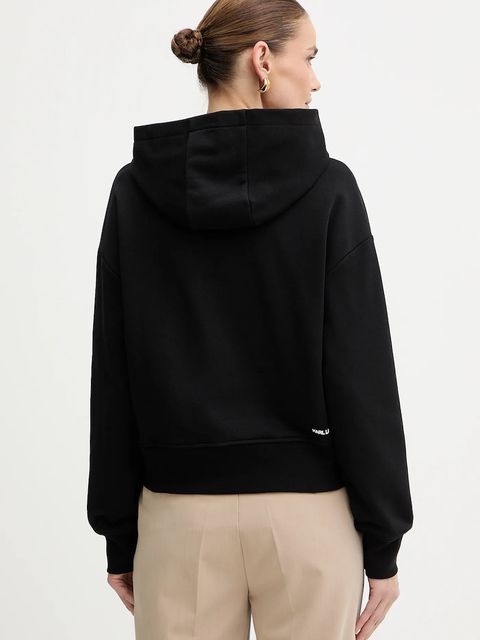 Karl Lagerfeld bluza bawełniana damska kolor czarny z kapturem wzorzysta B1W20019