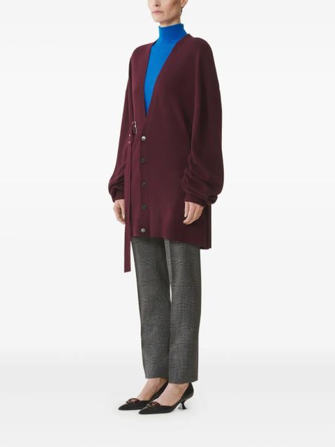 Lanvin belted balloon-sleeve cardigan - Red