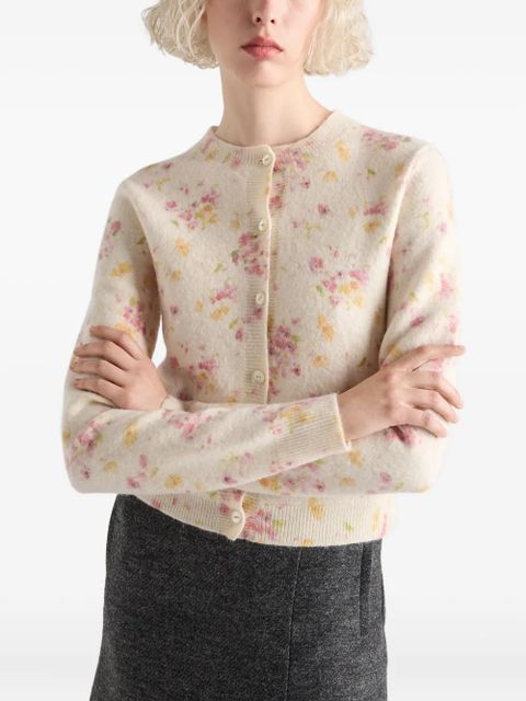 Prada floral-pattern cardigan - Neutrals