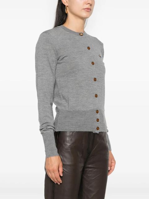 Vivienne Westwood Orb logo-embroidered wool cardigan - Grey